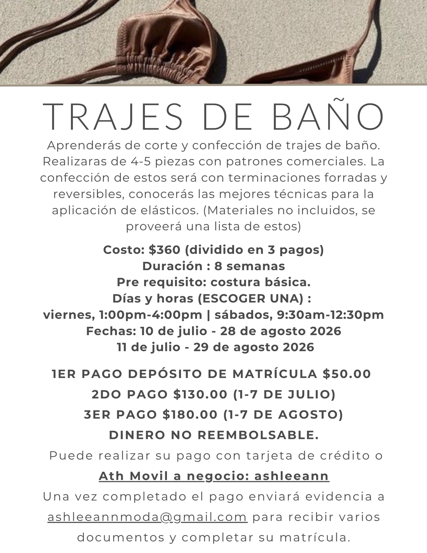 CONFECCIÓN DE TRAJES DE BAÑO PRESENCIAL