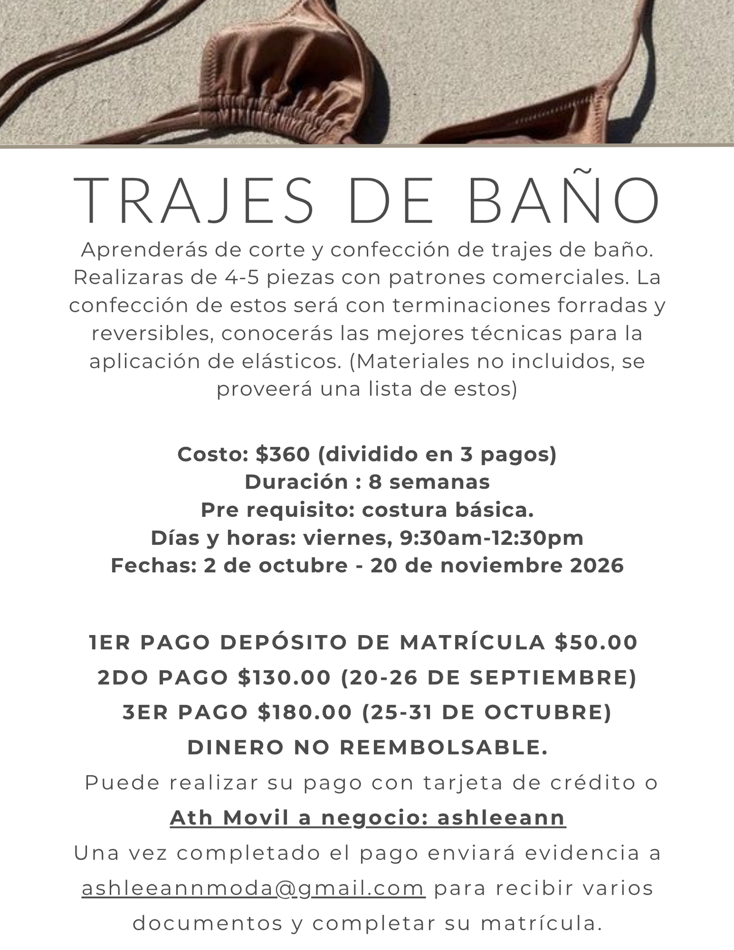 CONFECCIÓN DE TRAJES DE BAÑO VIERNES AM