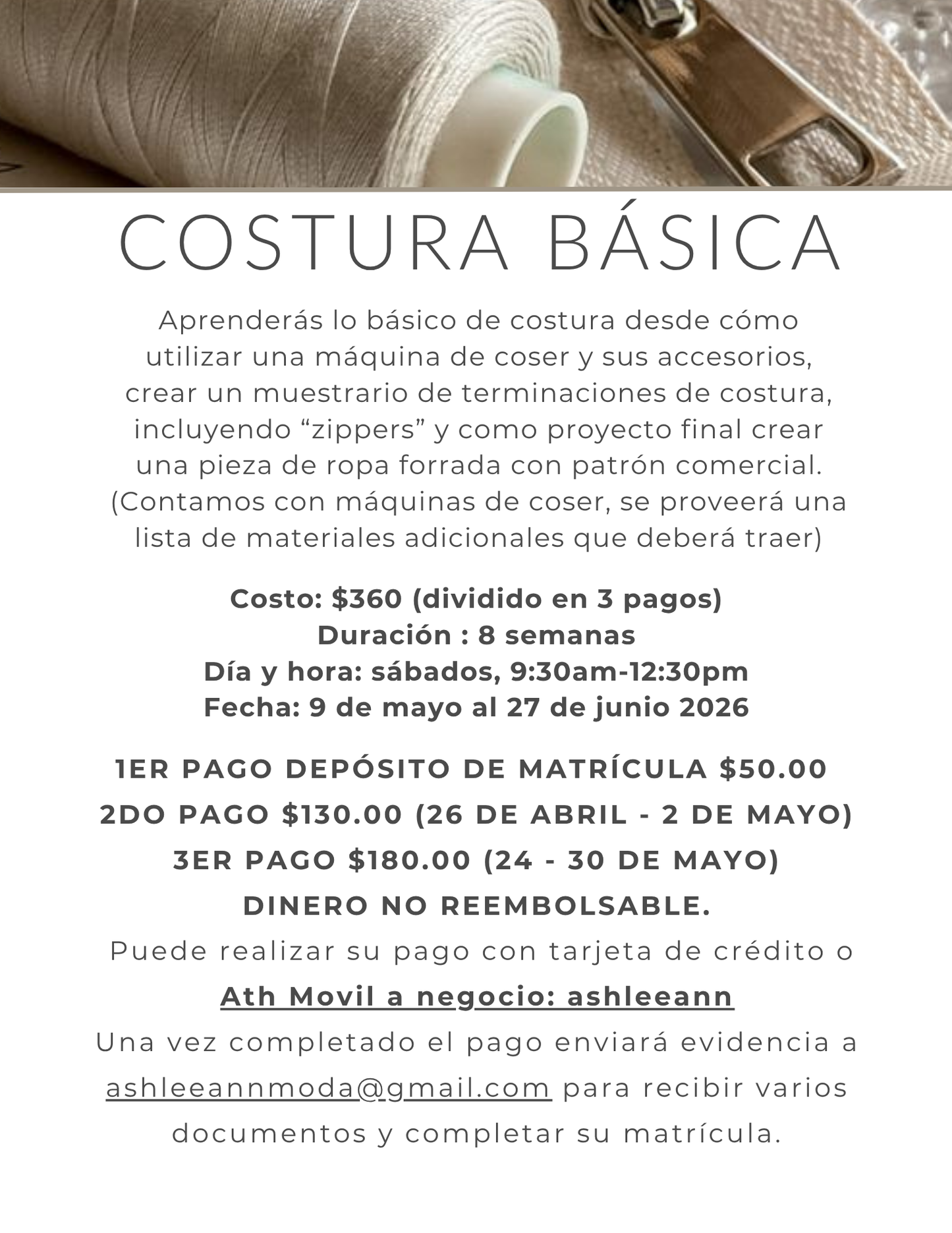 COSTURA BÁSICA SÁBATINO AM PRESENCIAL