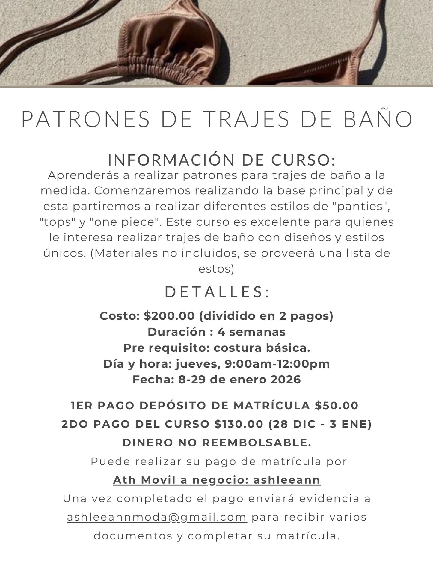 PATRONES DE TRAJES DE BAÑO: JUEVES AM